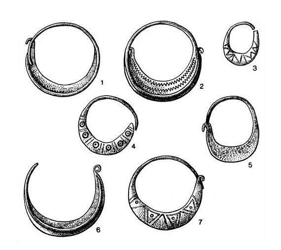 Кудреватые и лунницеобразные Кудреватые и лунницеобразные височные кольца